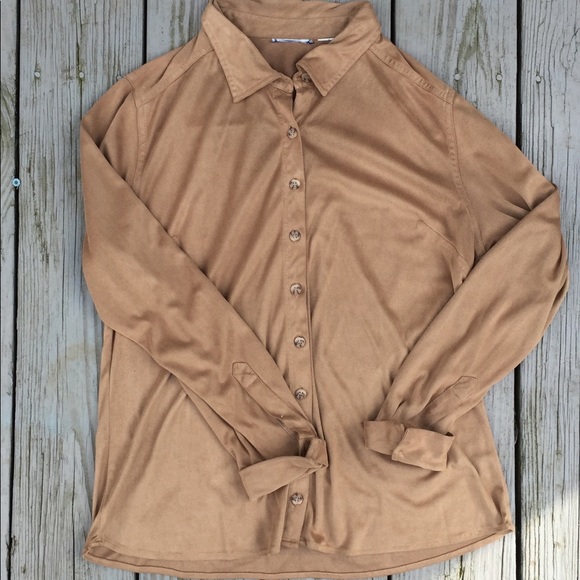 Soft Faux-Suede Button-Down - Picture 3 of 6